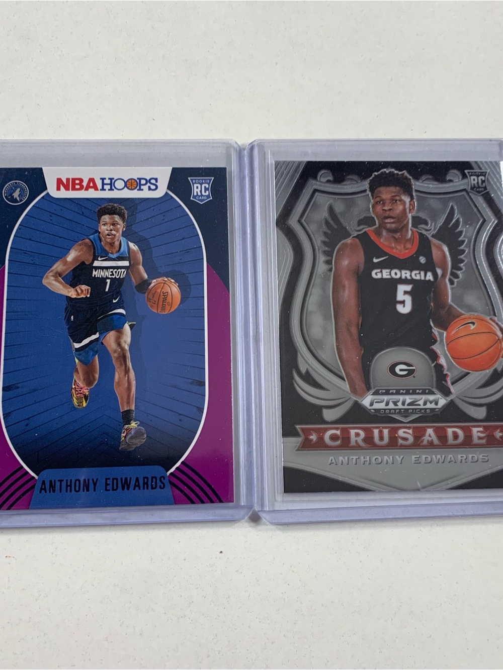2020-21 Hoops Anthony Edwards RC Rookie Purple SP Mint!! Timberwolves Lot of 2